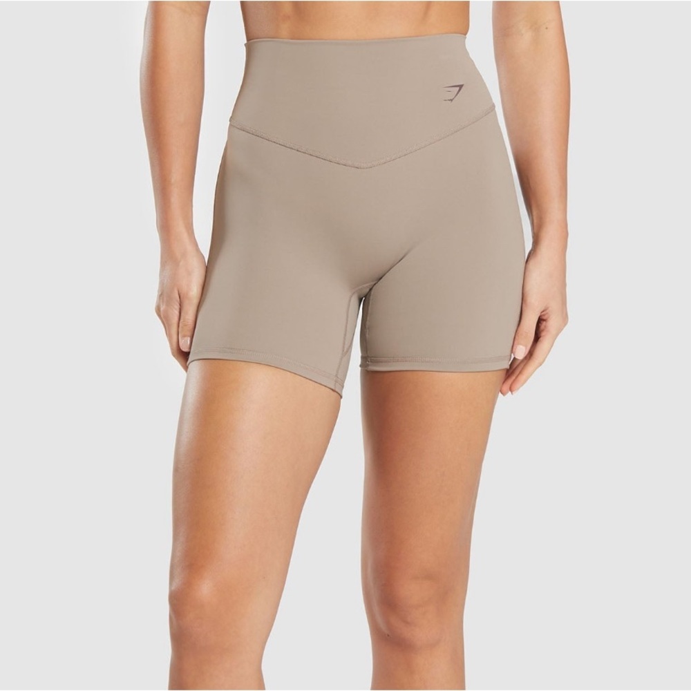 Gymshark Tan Athletic Shorts High-Waisted Compression
